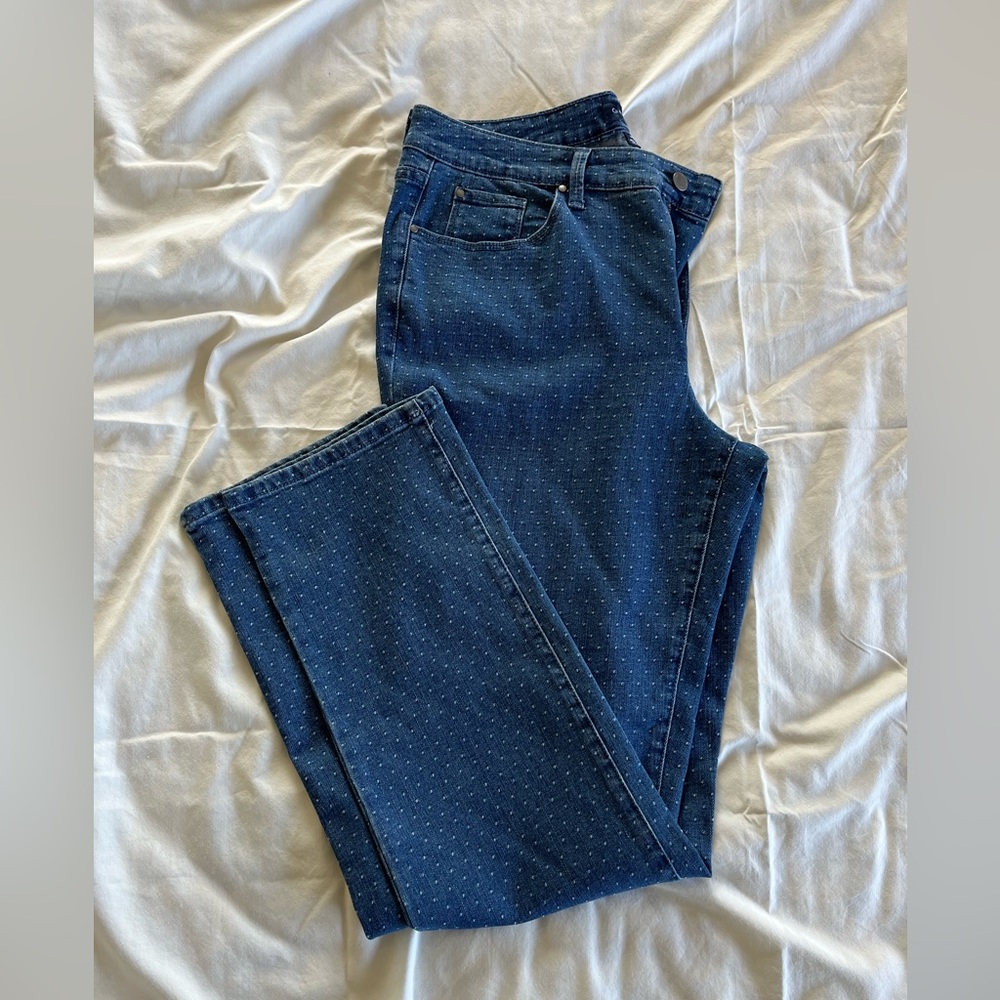 Polkadot jeans.
